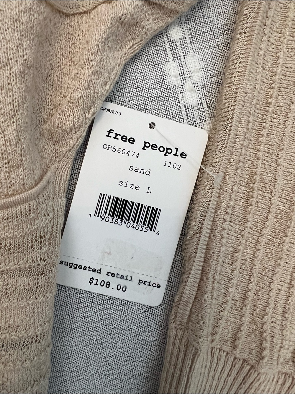 Free People Cropped Dolman Sleeve Sweater – Size L – NWT - Picture 6 of 10